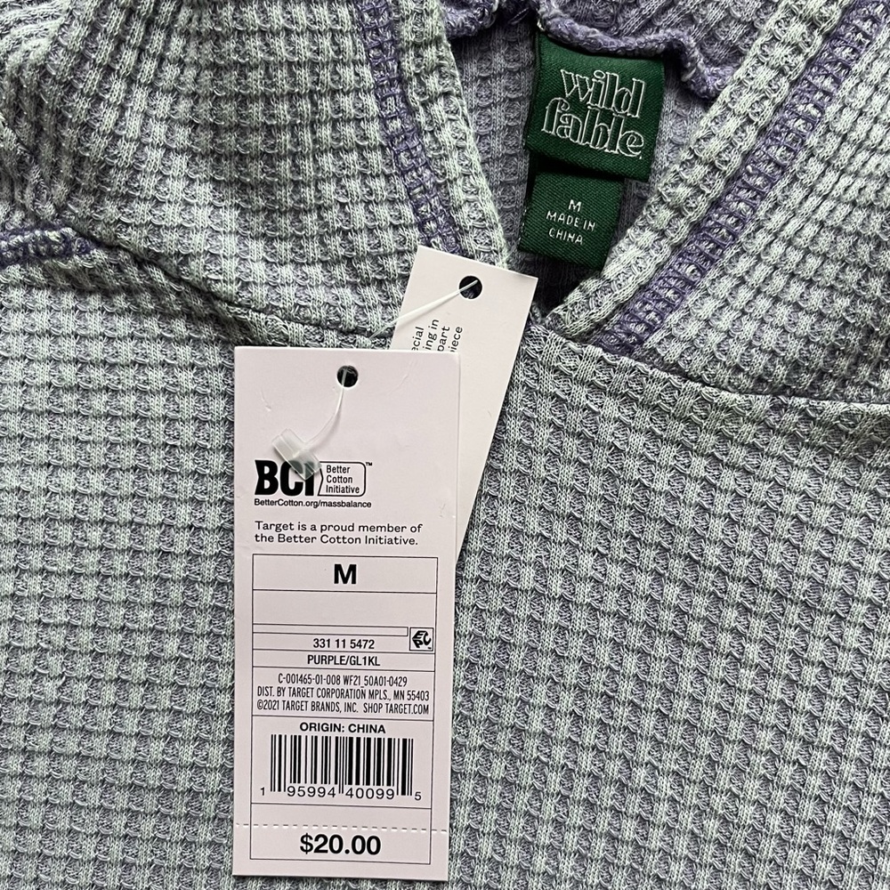 NWT Wild Fable Cropped Waffle Knit Hoodie Purple Size M - Picture 6 of 7